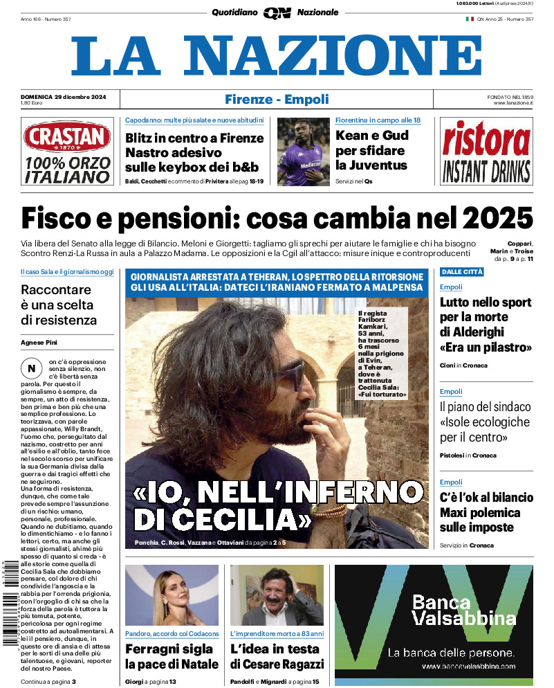 Prima-pagina-la nazione-edizione-di-oggi-20241229